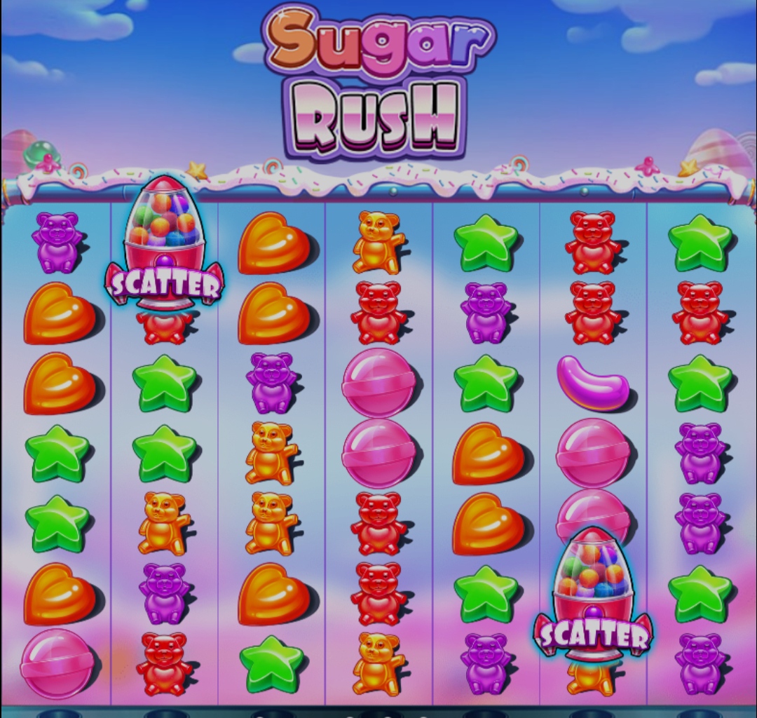 Sugar Rush oyununda Scatter gösterir ekran görüntüsü. 